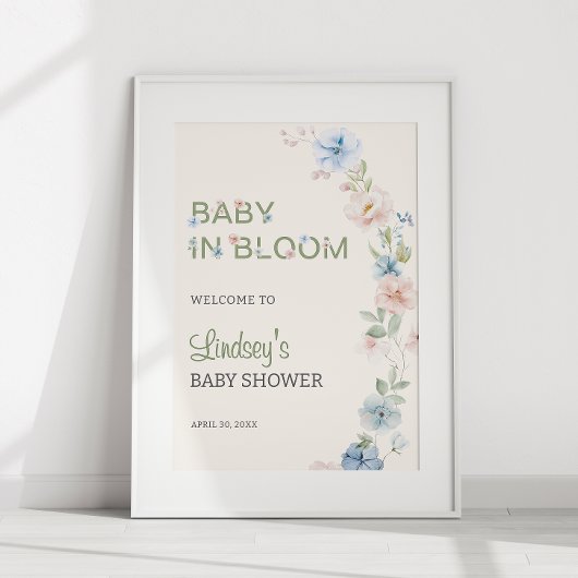 Poster Pastel Rose Bleu Printemps bébé dans Baby shower e