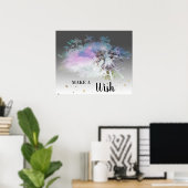 Poster *~* Pastel Rose DANDELION Abstrait Faire un voeu (Bureau à domicile)