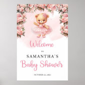 Poster Pastel rose Tutu ballerina fille ours en peluche B (Devant)