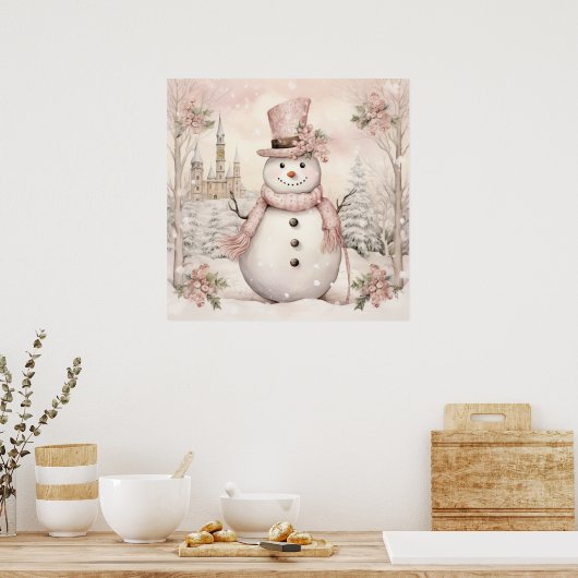 Poster Pastel Snowman (Cuisine)