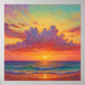 Poster Pastel Sunset Beach - Paysage marin de style peint (Devant)