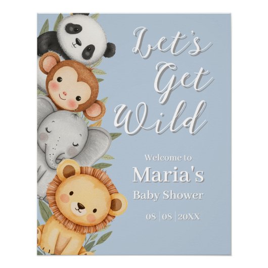 Poster Pastel Tropical Wild One Jungle Safari Animaux (Devant)