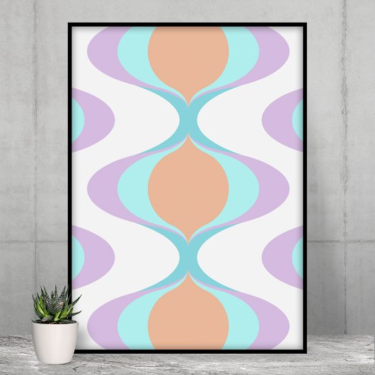 Poster Pastel Violet Orange Aqua Blue Ogee White Waves