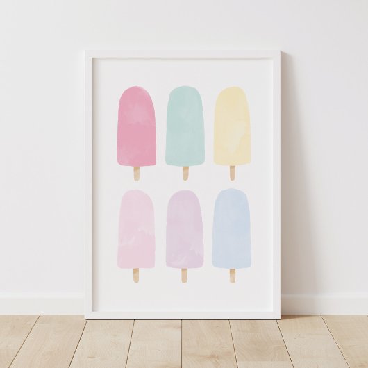 Poster Pastel Watercolor Popsicle Girls Room