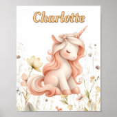 Poster Pastel Whimsical unicorn fleur sauvage (Devant)