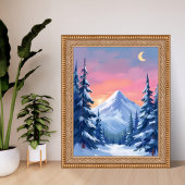 Poster Pastel Winter Mountain Watercolor Landscape