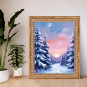 Poster Pastel Winter Sunset | Nature Painting Watercolor