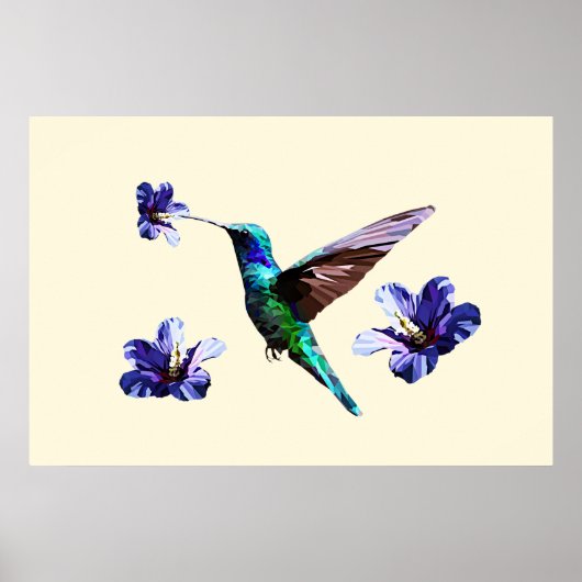 Poster Pastel Yellow Gorgey Hummingbird/Hibiscus (Devant)