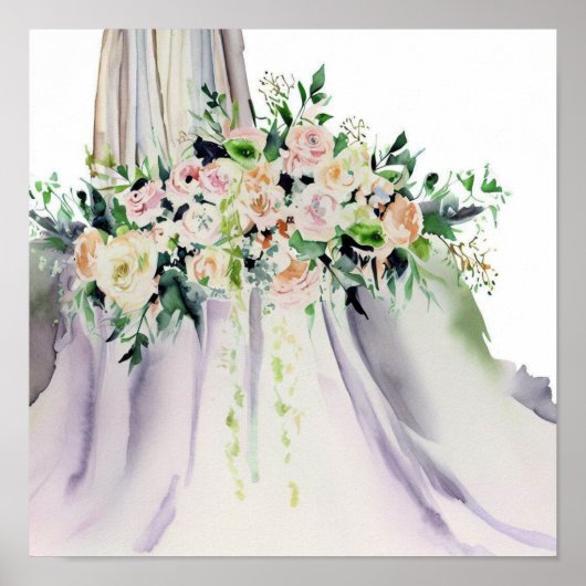 Poster Pastels doux, Bouquet en cascade nuptiale 2, (Devant)