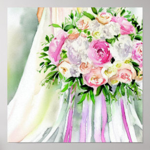 Poster Pastels romantiques, Bouquet en cascade nuptiale 2