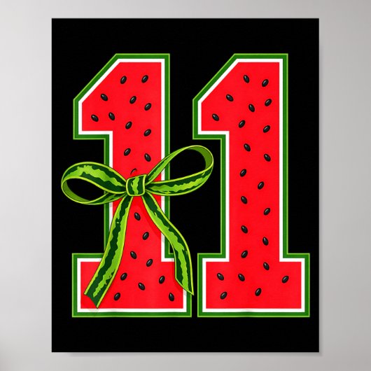 Poster Pastèque 11e anniversaire Filles 11 ans Été (Devant)