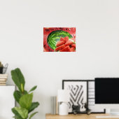 Poster Pastèque et tranches coupées petites (Bureau à domicile)