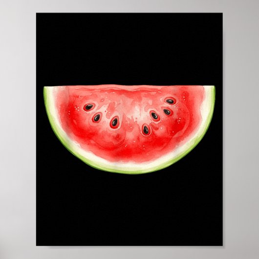 Poster Pastèque Été Aquarelle Fruit Tranches Juteux (Devant)