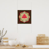 Poster pastèque sur plaque d'olive avec tatreez palestini (Cuisine)