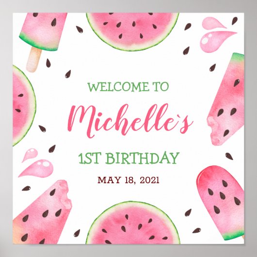 Poster Pastèque Un dans un Melon Bienvenue 1er Anniversai (Devant)