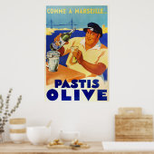 Poster Pastis Olive - Comme à Marseille (Cuisine)
