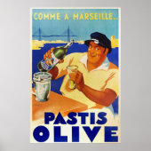 Poster Pastis Olive - Comme à Marseille (Devant)