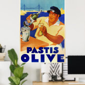 Poster Pastis Olive comme a Marseille 1936 Français vinta (Bureau à domicile)