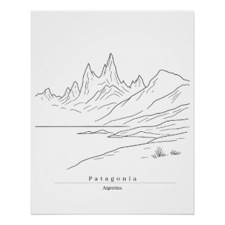 Poster Patagonia Argentine Art en ligne minimaliste de pa