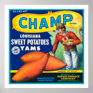 Poster Patates douces de champion vintage