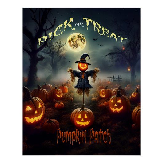 Poster Patch Citrouille d'Halloween effrayant (Devant)