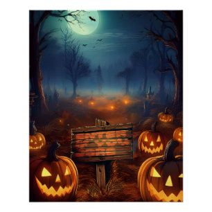 Poster Patch Citrouille d'Halloween effrayant