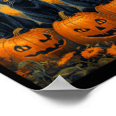 Poster Patch de citrouilles éclairé par la lune d'Hallowe (Coin)