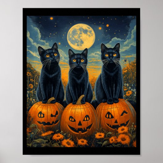 Poster Patch de citrouilles éclairé par la lune d'Hallowe (Devant)