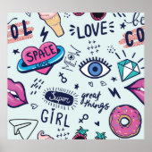 Poster Patch de mode : Stickers Pop Art. (Devant)