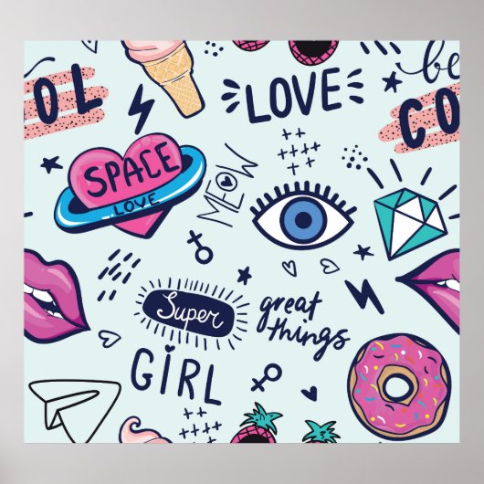 Poster Patch de mode : Stickers Pop Art. (Devant)