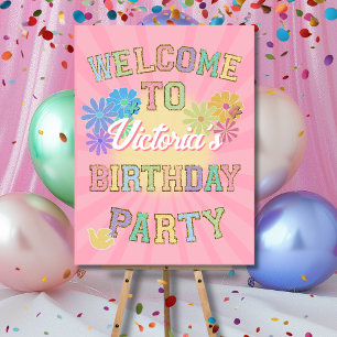 Poster Patch Lettre Anniversaire Fête Preppy Hippie Bienv