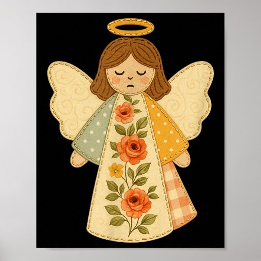 Poster Patchwork Angel Cozy Christmas & Christian Des (Devant)