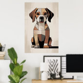 Poster Patchwork Beagle - Chien Géométrique (Bureau à domicile)