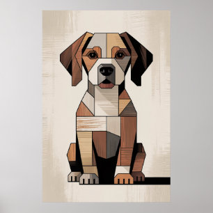 Poster Patchwork Beagle - Chien Géométrique
