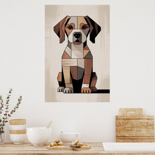 Poster Patchwork Beagle - Geometric Dog (Cuisine)