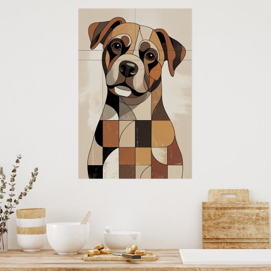 Poster Patchwork Boxer - Geometric Dog (Cuisine)