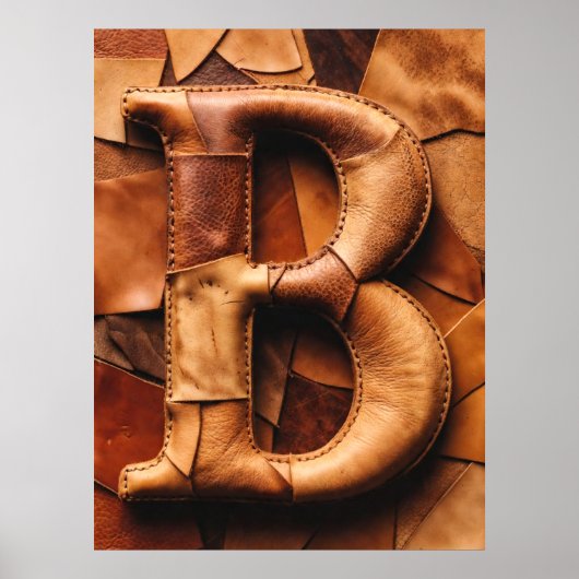 Poster Patchwork de cuir texturé Monogramme « B » (Devant)