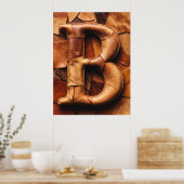 Poster Patchwork de cuir texturé Monogramme « B » (Cuisine)