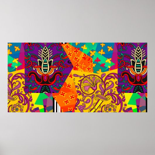 Poster Patchwork festif de style indien, turc, italien, p (Devant)