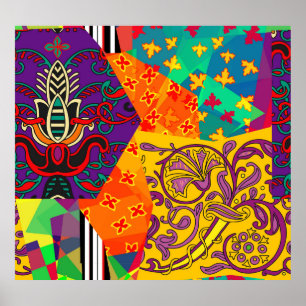 Poster Patchwork indien turc festier Mandala