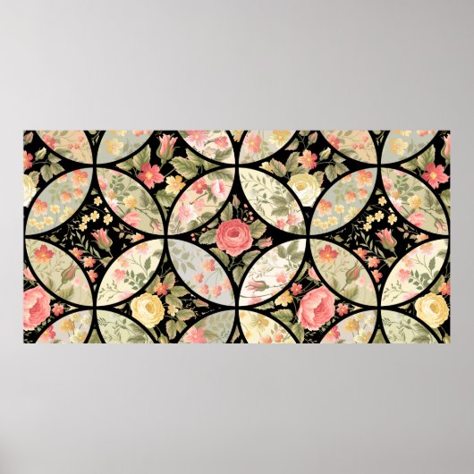 Poster patchwork motif floral (Devant)