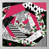 Poster patchwork rouge, populaire, patchwork lancer oreil (Devant)