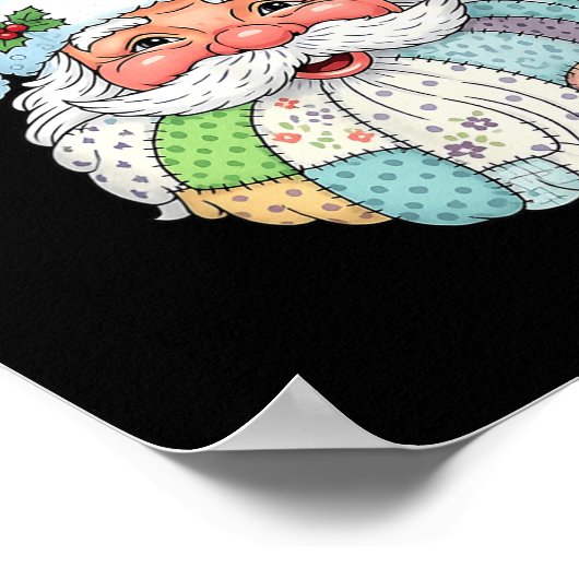 Poster Patchwork Santa Claus Face Preppy Girly Christmas (Coin)