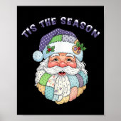 Poster Patchwork Santa Claus Face Preppy Girly Christmas (Devant)