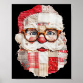 Poster Patchwork Santa Claus Face Preppy Girly Christmas (Devant)
