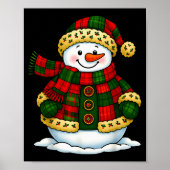 Poster Patchwork Snowman Retro Funny Christmas Snowman Ho (Devant)