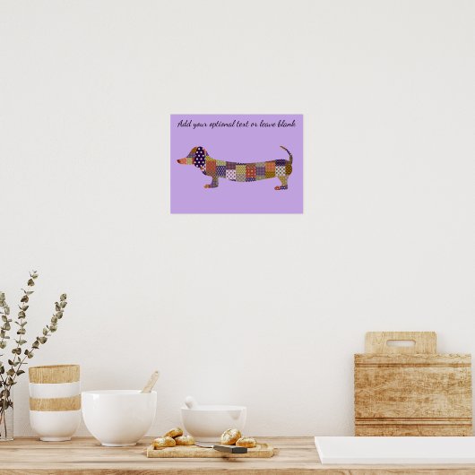 Poster Patchwork violet Dachshund Wall Art (Cuisine)