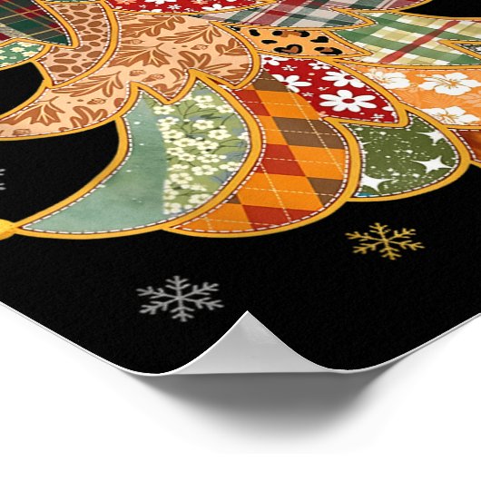 Poster Patchwork Xmas Coquette Bow Lace Joyeux brillant C (Coin)