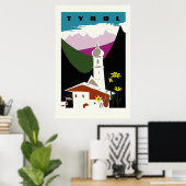 Poster Pâte à huile rétro dessin Tyrol Autriche Voyage (Bureau à domicile)