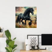Poster Pâte de Cheval Frésilien Noir clôtures rustiques (Bureau à domicile)